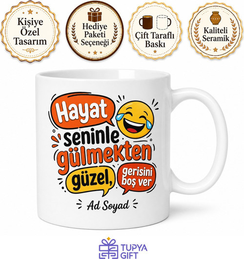 Kahkaha Seven Arkadaş İçin Mesajlı Hediyelik Baskılı Kupa Bardak Esprili Hediye
