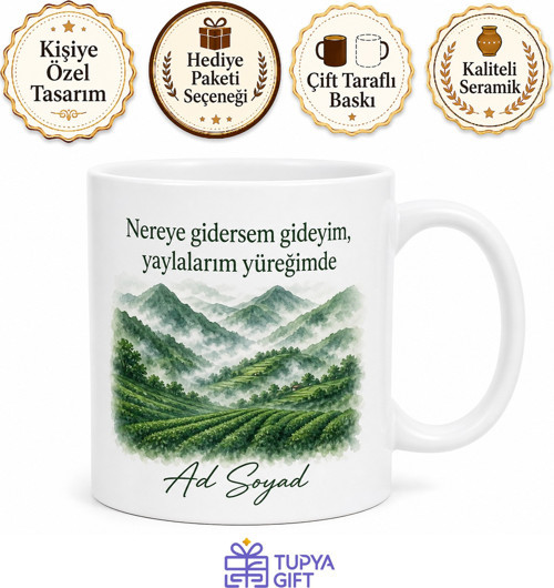 Rizeli Gurbetçiye Yayla Hasreti Kupa Bardak Rize Hediye Gurbetçi Kupası