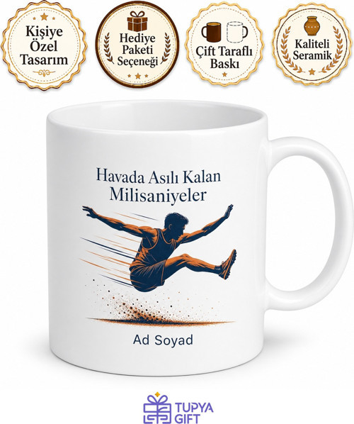 Uzun Atlamacıya Havada Asılı Kalan Milisaniyeler Atletizm Kupa Bardak Hediye