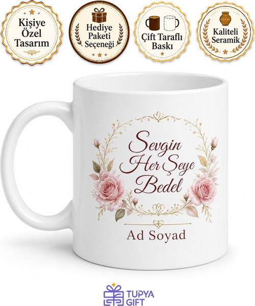 Sevgin Her Şeye Bedel Baskılı Dünyanın En İyi Annesi Kupa Bardak Anneye Hediye