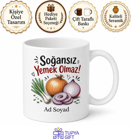 Soğan Kullananlara Özel Tasarım Kupa Bardak Soğan Temalı Komik Hediye Mug