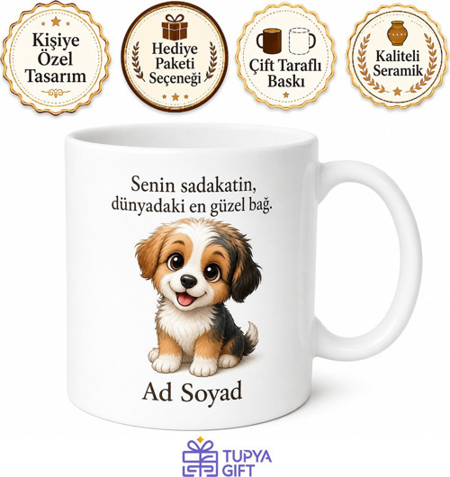 İsme Özel Evcil Hayvan Karikatürü Baskılı Kupa Bardak Hediye