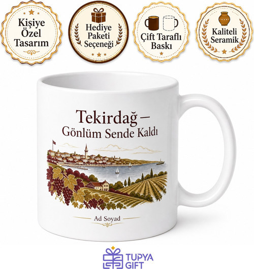 Tekirdağ Memleket Temalı Kişiye Özel Baskılı Kupa Bardak Hediye