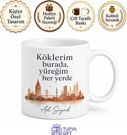 Kişiye Özel Memleket ve İsim Baskılı Kupa Bardak Hediye