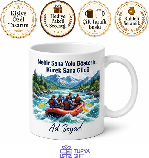 Rafting Yapanlara Özel Baskılı Kupa Nehir Macera Takım Ruhu Hediye Bardak