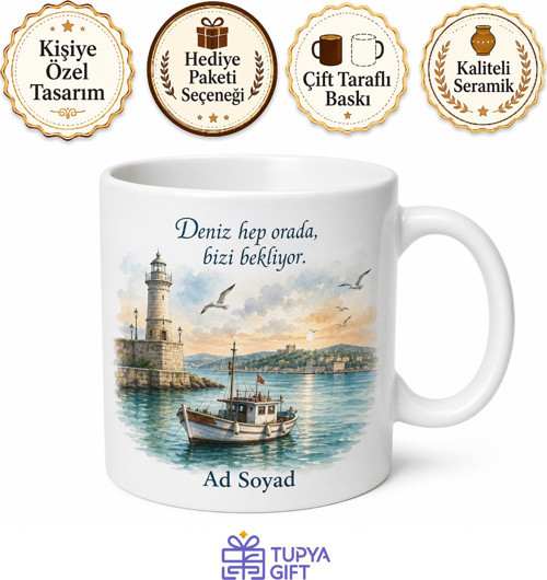 Sinop Deniz ve Liman Temalı Kişiye Özel Kupa Bardak Hediye