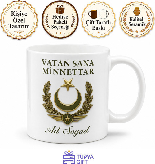 Emekli Askere Vatan Sana Minnettar Gazilik Hatırası Kupa Bardak Hediye