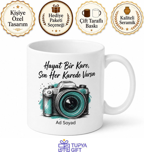 Selfie Bağımlısına Kamera Lensi Poz Ver Kupa Bardak Hediye Özçekim Sevenlere