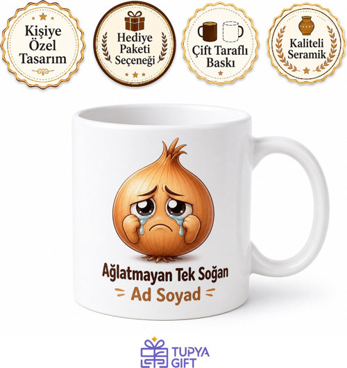 Soğan Temalı Komik Baskılı Kupa Bardak Hediye Esprili Porselen Mug