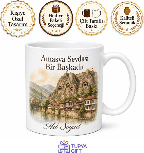 Amasya Şehir Hatırası Fotoğraflı Kupa Bardak Hediye Hatıra Bardağı