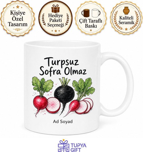 Turp Kullananlara Kırmızı Turp Siyah Turp Balık Yanı Turp Kupa Hediye Bardak