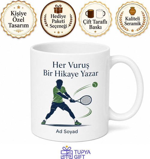Tenisçiye Kortta Ralli Yapanlara Top Toplayıcı Backhand Kupa Hediye Bardak