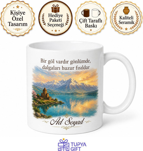 Bitlis Van Gölü Esintili Kupa Bardak Özel Tasarım Hediye Porselen Mug