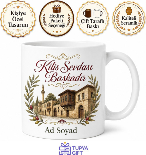 Kilis Memleket Temalı Kişiye Özel Baskılı Kupa Bardak Hediye