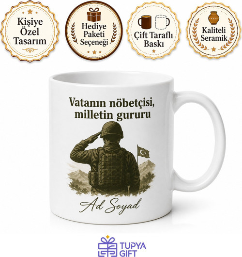 Asker Selamı Temalı Baskılı Kupa Bardak Askerlik Hediye Porselen Mug