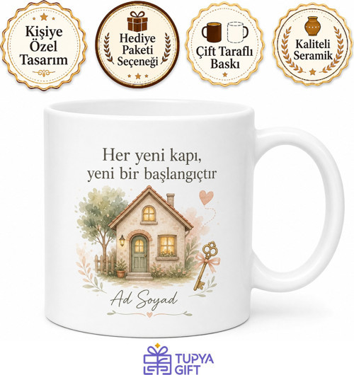 Yeni Ev Hediyesi Kişiye Özel Baskılı Kupa Bardak Taşınma Hediyesi