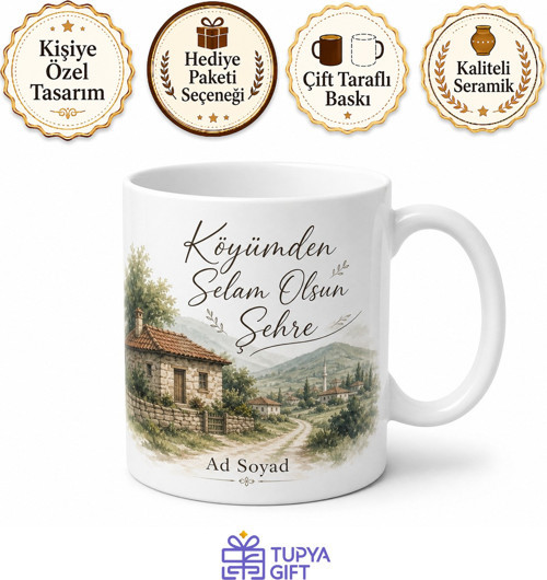 Köyden Gelen Selam Temalı Kupa Bardak Hediye Köy Özlem Anlamlı Hediye