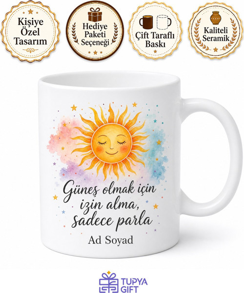 Pozitif Enerji Temalı Baskılı Kupa Bardak Motivasyon Hediye Mug