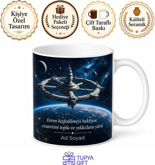Nasa Çalışanı Adayına Uzay İstasyonu Bilim Kurgu Sever Kupa Bardak Hediye