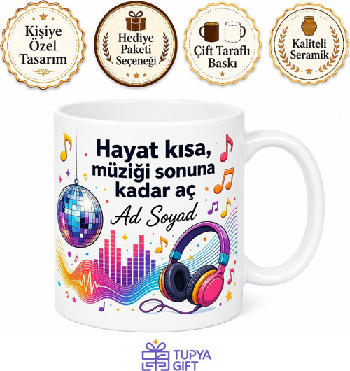 Pop Müzik Severler İçin Eğlenceli Ritim Dans Pisti Hit Şarkılar Baskılı Kupa Hediye Bardak