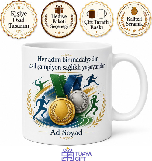 Spor Sağlıkta İlerlemeyi Savunanlara Olimpiyat Madalyası Sağlıklı Nesil Kupa Hediye Bardak