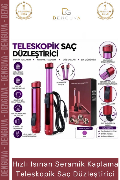 Hızlı Isınan Seramik Kaplama Kompakt Tasarım Şık Profesyonel Teleskopik Saç Düzleştirici