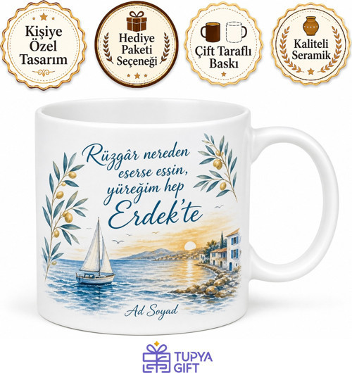 Erdek Tatilci Ruhu Ege Hatırası Balıkesir Kupa Bardak Hediye