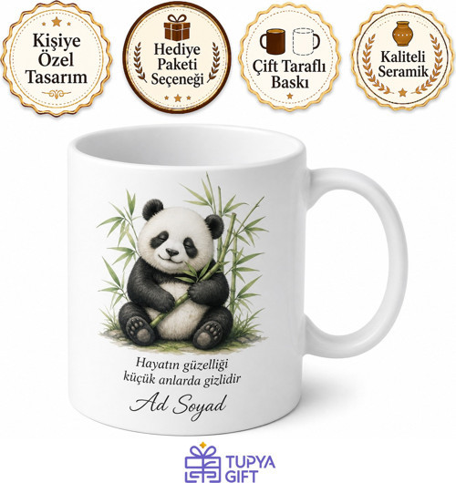 Panda Figürlü Sevimli Baskılı Porselen Kupa Bardak Hediye