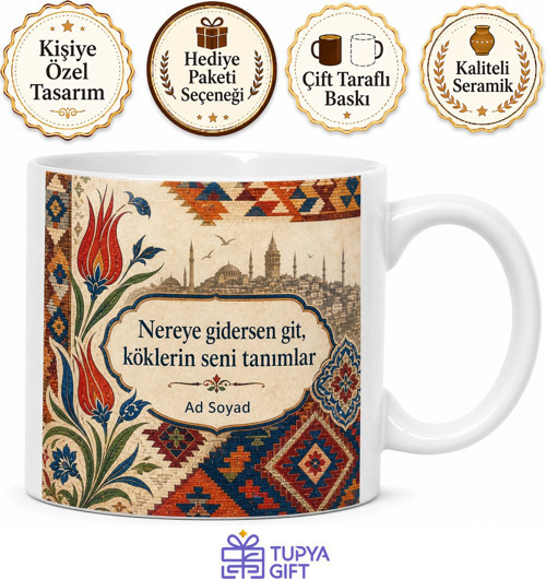 Memleket Temalı Karışık Desenli Baskılı Kupa Bardak Özel Tasarım Hediye