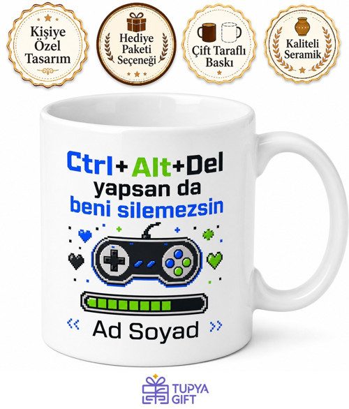 Erkek Kardeşe Hediye Oyuncu Temalı Seramik Kupa Bardak Gamer Hediye