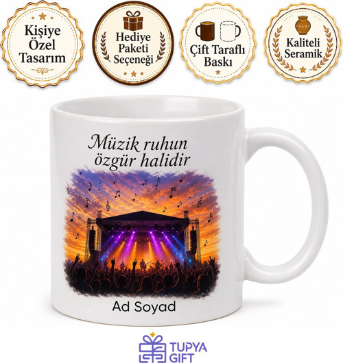 Açık Hava Konseri Temalı Baskılı Kupa Bardak Müzik Severler İçin Hediye