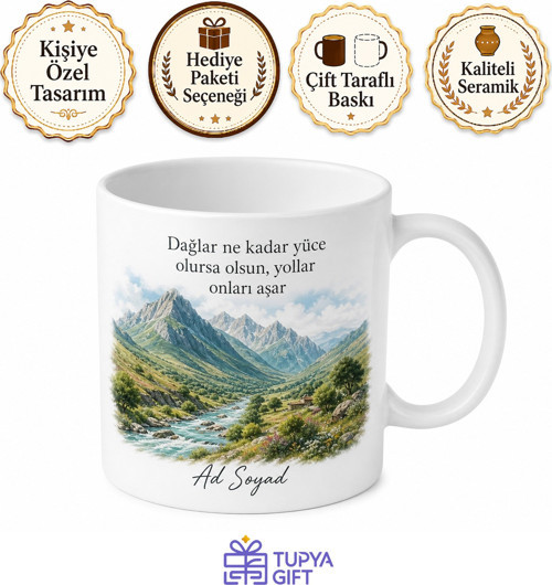 Tunceli Dağ ve Dere Temalı Kişiye Özel Kupa Bardak Hediye