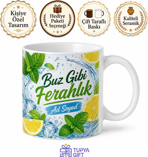 Limonata İçenlere Naneli Limonata Buz Gibi Ferahlık Kupa Bardak Hediye