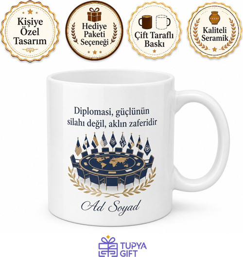 Siyaset Bilimi Öğrencisine Diplomasi Masası Uluslararası İlişkiler Kupa Hediye
