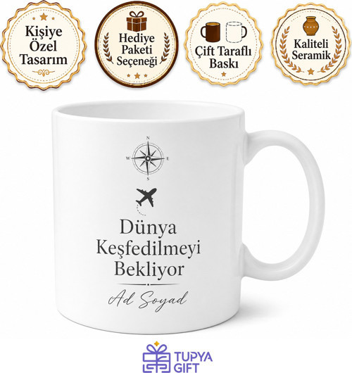 I'd Rather Be Traveling Baskılı Seyahat Temalı İngilizce Kupa Bardak Hediye