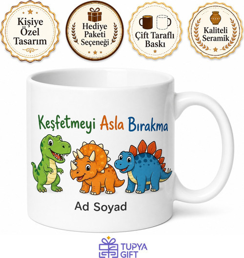 Dinozor Desenli Eğlenceli Çocuk ve Genç Odası Kupası Hediye Bardak
