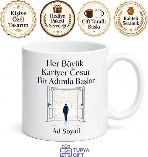 Yeni Kariyer Başlangıcı Hediye Kupa Mülakat Başarısı İş Hayatı Bardak