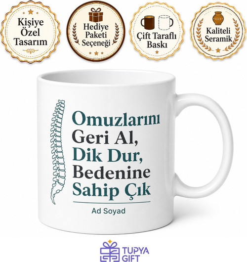 Postür Bozukluğu Uyarıcısı Omuzları Geri Al Dik Dur Sağlam Beden Kupa Bardak Hediye