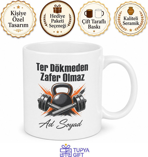 Fitness Temalı Baskılı Kupa Bardak Spor Motivasyon Hediye Kupa