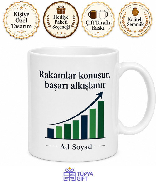 Pazarlamacıya Başarı Grafiği Hediye Kupa Prim Sevinci Müşteri İkna Sanatı Bardak