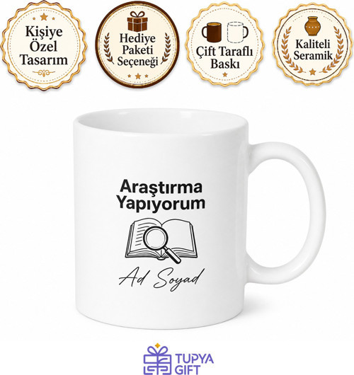 Araştırma Yapıyorum Yazılı Baskılı Kupa Bardak Hediye Porselen Mug