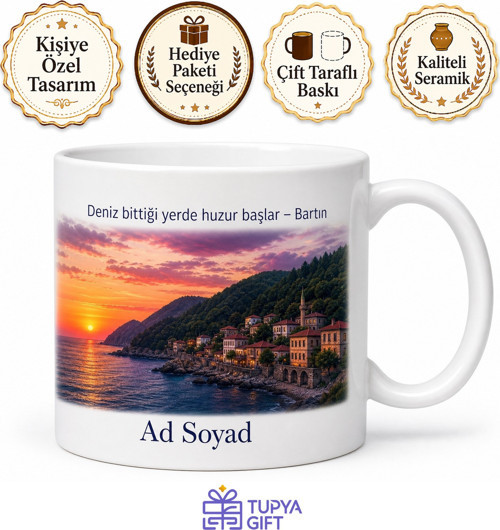 Bartın Karadeniz Akşamı Kupa Bardak Özel Tasarım Hediye Baskılı Kupa
