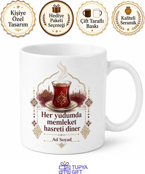 Çankırı Memleket Çayı Temalı Kupa Bardak Hediye Özel Tasarım Porselen Bardak