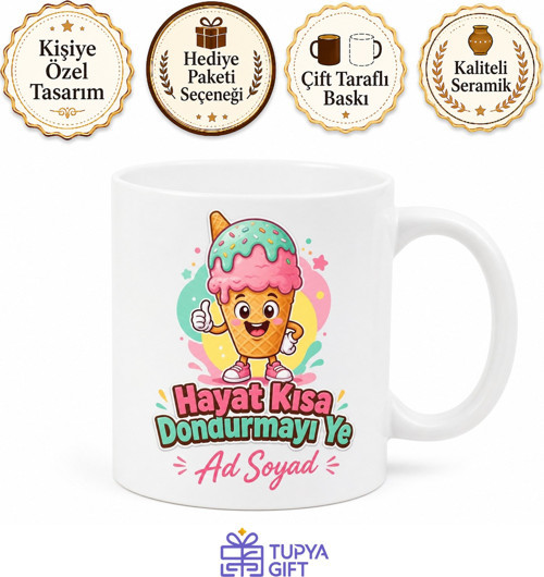Dondurmalı Komik Baskılı Kupa Bardak Eğlenceli Hediye Porselen Mug