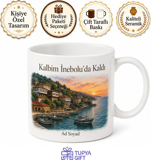 İnebolu Karadeniz Sahili Kastamonu Hatırası Porselen Kupa Bardak Hediye