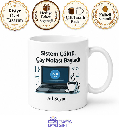 Sistem Çöktü Diyerek Dinlenen IT Uzmanı Çay Kupası Hediye Bardak