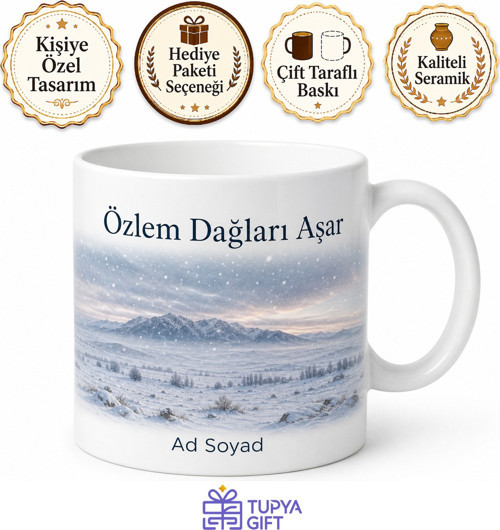 Muş Kış ve Ova Temalı Kupa Bardak - Özel Tasarım Hediye Porselen Kupa