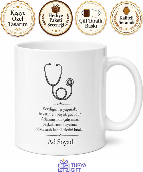 Meslek Temalı Kişiye Özel Kupa Bardak Hediye İsimli Baskılı Porselen Mug