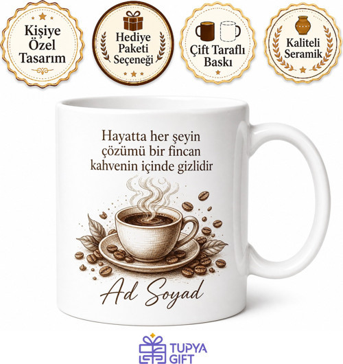 Kahve Severler İçin Özel Tasarım Baskılı Porselen Kupa Bardak Hediye
