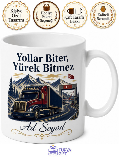 Tır Şoförüne Hediye Gümrük Kapısı Takograf Sınır Geçişi Yolların Emektarı Kupa Bardak